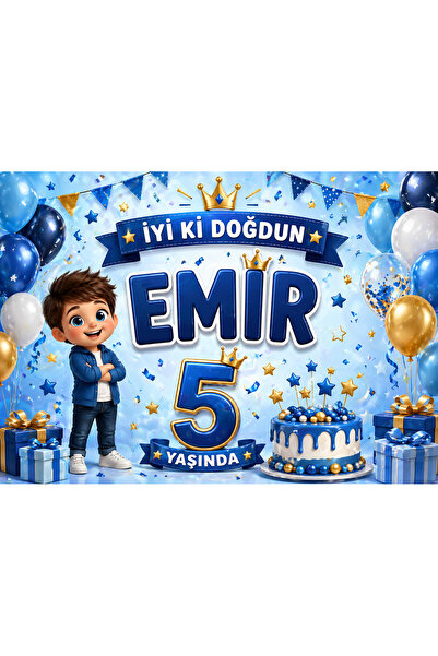 PRİME Concept لوحة عيد ميلاد لعمر 5 سنوات مقاس 120 × 160 سم طباعة عالية الدقة...