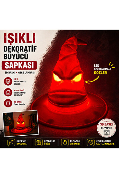 Fixotab Işıklı Dekoratif Büyücü Şapkası – 3D Baskı LED Gece Lambası (220V)