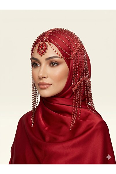 Sabek Bujiteri Hair Accessory with Stone and Hanging Ornaments for Bride, Hen...
