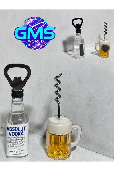 GMS WORLD 2 Lİ BUZDOLABI MAGNET SETİ (ŞİŞE & MANTAR TIPA AÇACAKLI) MODEL-3