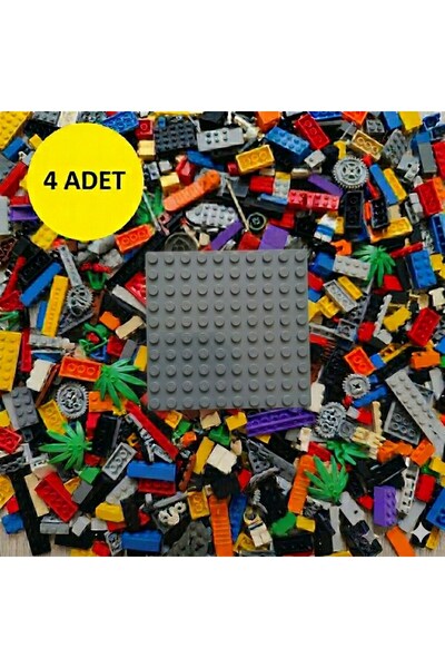 OyuncaklarÜlkesi Lego Uyumlu Classic Gri Zemin Plaka 8x8 cm 10x10 Noktalı Yap...