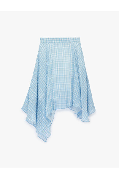 Koton Μίντι φούστα με ασύμμετρη κοπή και καρό σχέδιο από βισκόζη