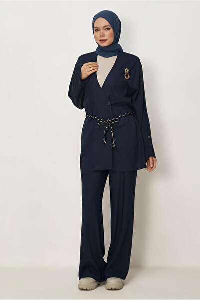 Alvina Linen Suit with Belted Trousers 46394