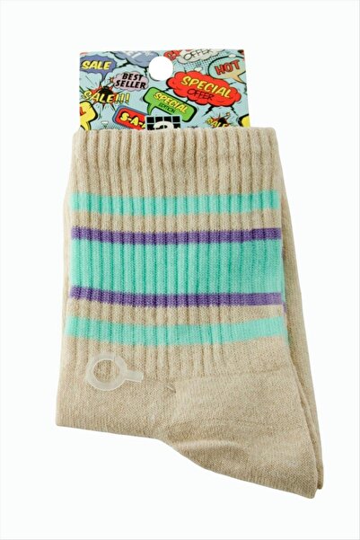 ZERO LAND Gldisptm Striped College Socks 8*28 - (73613) Milk Coffee