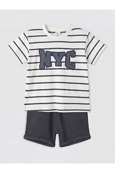 LC Waikiki Lcw Baby Nyc Printed Baby Boy T-Shirt and Shorts Set