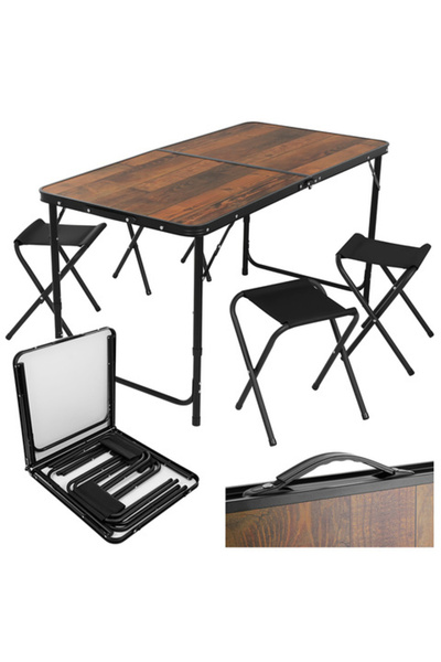 Gardlov Σετ Πτυσσόμενης Τραπεζίστρας Κάμπινγκ + 4 Καρέκλες, 120x60 εκ., ρυθμι...