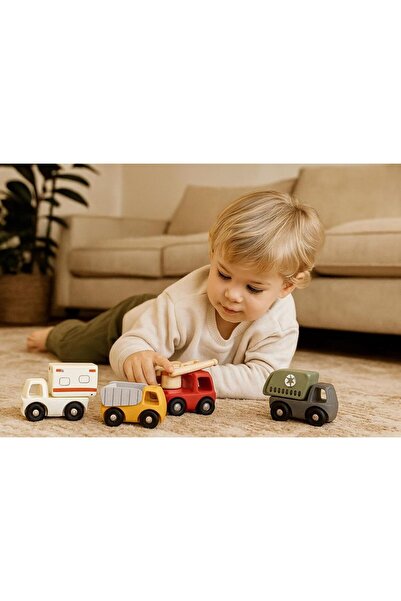 Brick Hues Montessori Silicone & Wooden Car Set