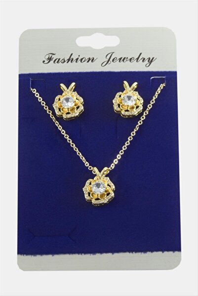 ZERO LAND Gldisptm Rose Zircon Stone Set Necklace - (80331) Silver Color