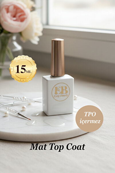 Easy Beauty Mat Top Coat 15ml - Kalıcı Oje ve Protez Tırnak Mat Top Kat - TPO...