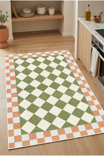 Decomia Home Dijital Kaymaz Yıkanabilir Renkli Çiçek Desenli Salon Halısı Mut...