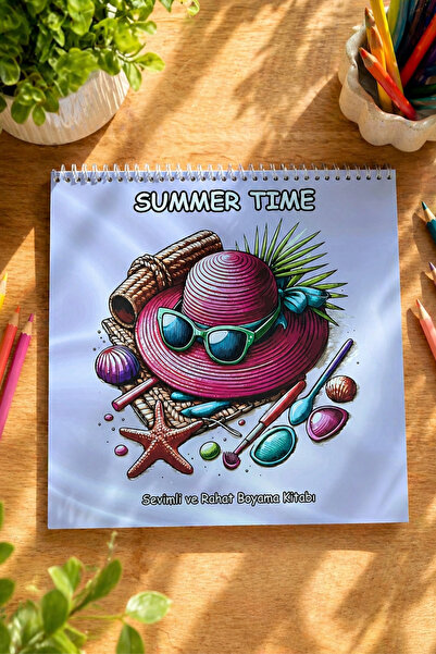 birikiyedi Yaz Mevsimi/Summer Time/Coloring Book/Boyama Kitabı/ Yetişkinler v...