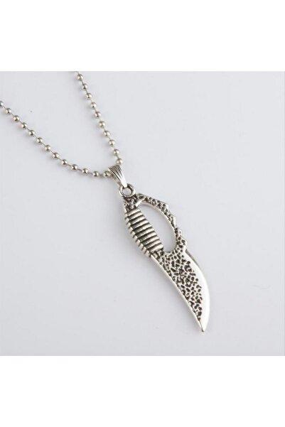 ZERO LAND Gldisptm Metal Necklace with Knife Figure - (84706) Silver Color