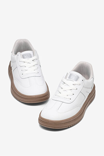 Tonny Black Γυναικείο λευκό άνετο sneaker με σόλα από καουτσούκ και κορδόνια