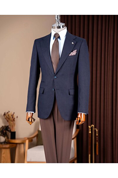 TerziAdemAltun İtalyan stil slim fit erkek mono yaka keten karışım ceket laci...