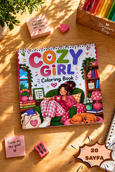 birikiyedi Cozy Girl Coloring Book/Boyama Kitabı/ Yetişkinler ve Çocuklar İçi...