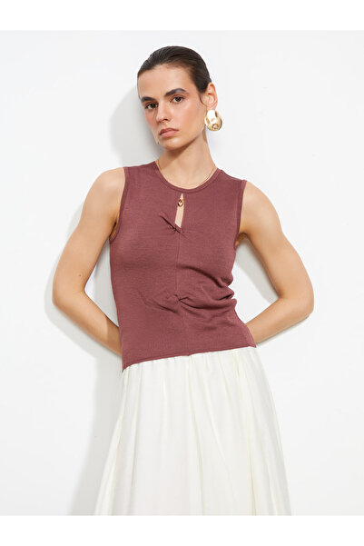 LC Waikiki Window Detailed Ruched Women's Knitwear Tank Top