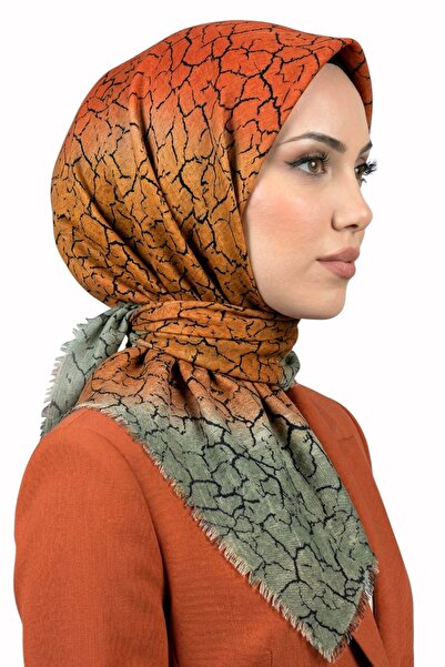 hadiora Women's Red Green Marble Patterned Cotton Flared Scarf