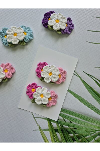 Hand Mother's Since 2024 Triple Daisy Detailed Knitted Hairpin Handmade Flora...