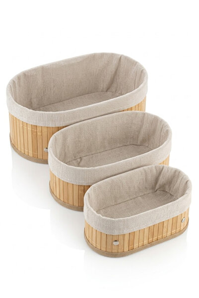 valletta Matsumoto 3 τεμαχίων Οβάλ Μπαμπού Καλάθι Οργάνωσης Πολλαπλών Χρήσεων...