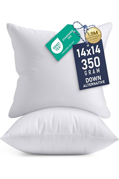 Utopia Bedding Decorative Pillow Inserts (Pack of 2, White) (14 x 14 Inch (Pa...