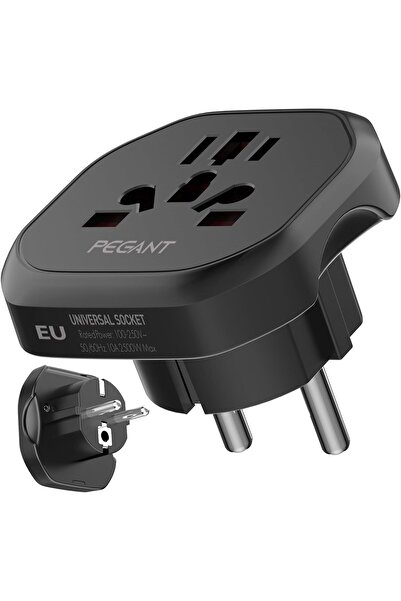 PEGANT World to EU Travel Adapter 2500W 10A outlet, Type C European Plug for ...
