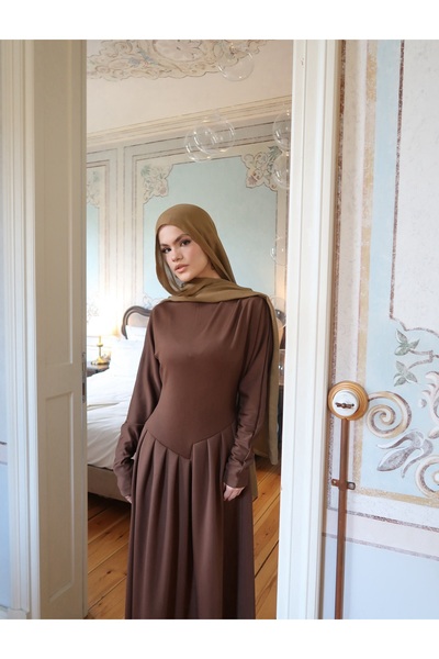 Loaloatr Kadın Elegance Elbise Tesettür Elbise Beli Pileli Dökümlü Rahat Kesi...