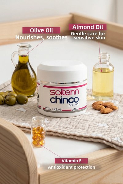 SOİTENN Chinco Pomad Baby Diaper Rash Cream Containing 20% Zinc Oxide Sensitive Skin Care Cream 50 Gr