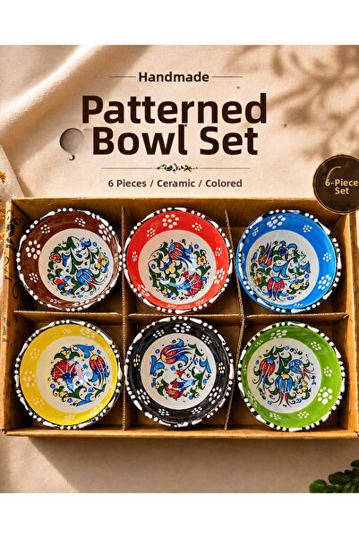 SUFİ TESBİH & ESANS VE HEDİYELİK Set of 6 Handmade Ceramic Snack Bowls, Turki...