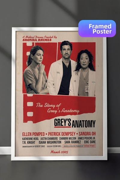 Postifull Αφίσα Grey’s Anatomy με λευκό πλαίσιο, Πίνακας κινηματογράφου και τ...