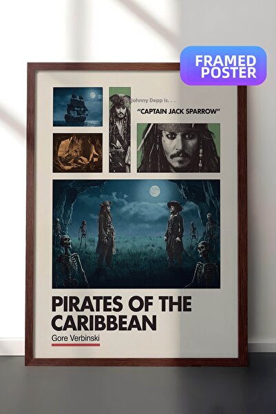 Postifull Πειρατές της Καραϊβικής Αφίσα με καφέ πλαίσιο, Πίνακας Κινηματογράφ...