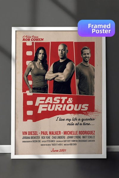Postifull Αφίσα Fast & Furious με λευκό πλαίσιο, Πίνακας Κινηματογράφου και Τ...