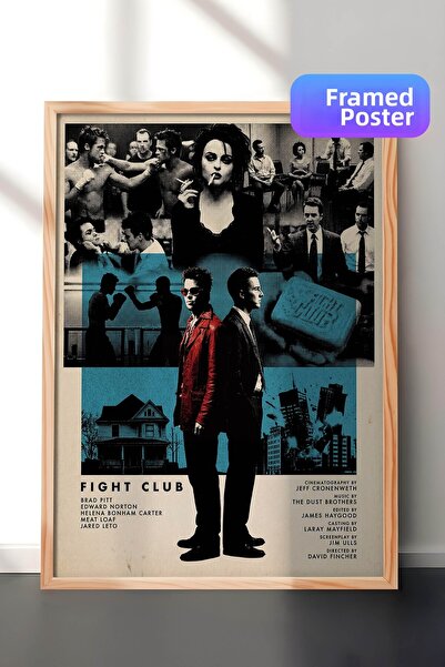 Postifull Αφίσα Fight Club με ξύλινο πλαίσιο, Πίνακας Κινηματογράφου και Τηλε...