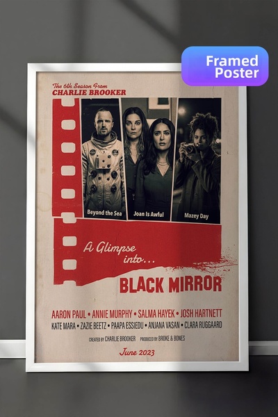 Postifull Αφίσα Black Mirror με λευκό πλαίσιο, Πίνακας κινηματογράφου και τηλ...
