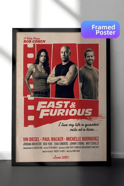 Postifull Αφίσα Fast & Furious με μαύρο πλαίσιο, Πίνακας Κινηματογράφου και Τ...