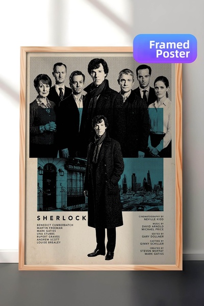 Postifull Αφίσα με ξύλινο πλαίσιο Σέρλοκ, Πίνακας Κινηματογράφου και Τηλεοπτι...