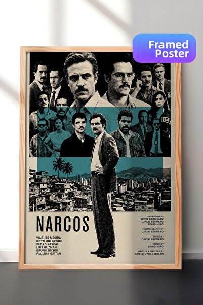 Postifull Αφίσα με ξύλινο πλαίσιο Narcos, Πίνακας Κινηματογράφου και Τηλεοπτι...