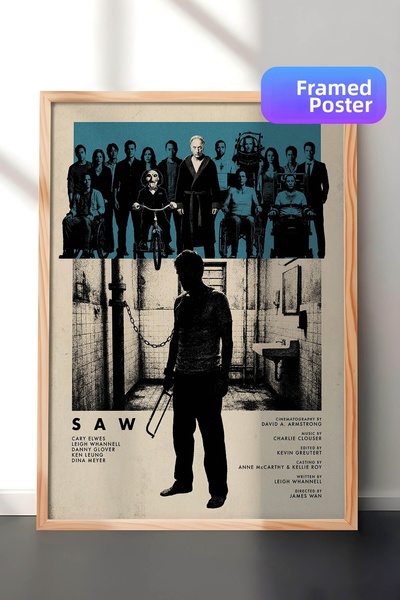 Postifull Αφίσα με ξύλινο πλαίσιο Saw, Πίνακας Κινηματογράφου και Τηλεοπτικής...