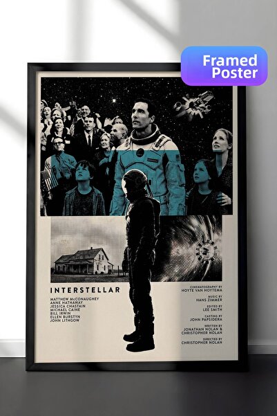Postifull Αφίσα Interstellar με μαύρο πλαίσιο, Πίνακας Κινηματογράφου και Τηλ...