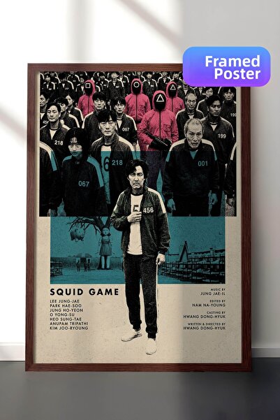 Postifull Αφίσα Squid Game με καφέ πλαίσιο, Πίνακας Κινηματογράφου και Τηλεοπ...