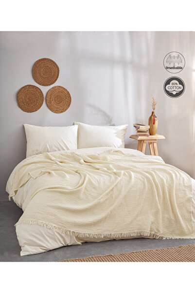 DüşEvi 4 Layer Muslin 100% Cotton Pique - Bedspread - Tv Blanket 200X220