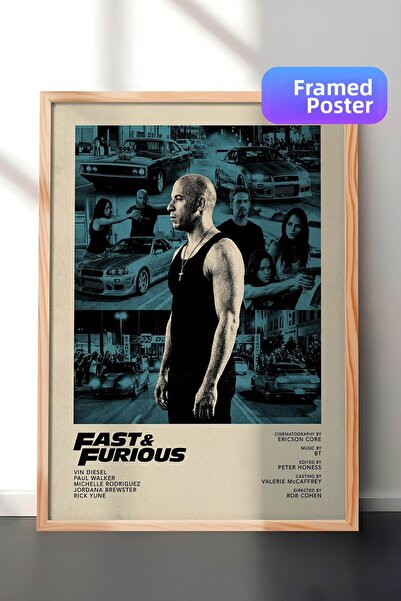 Postifull Αφίσα Fast & Furious με ξύλινο πλαίσιο, Πίνακας Κινηματογράφου και ...