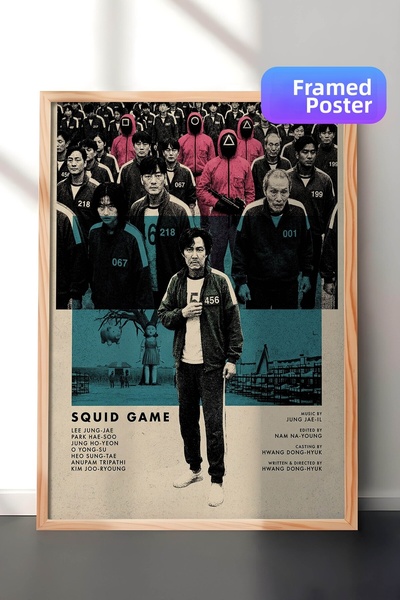 Postifull Αφίσα του Squid Game με ξύλινο πλαίσιο, Πίνακας Κινηματογράφου και ...