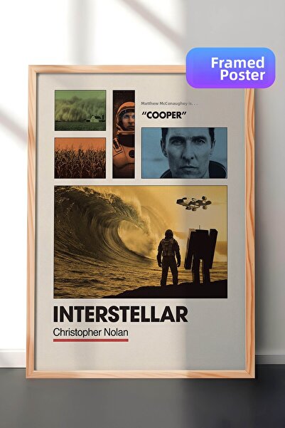 Postifull Αφίσα με ξύλινο πλαίσιο Interstellar, Πίνακας Κινηματογράφου και Τη...