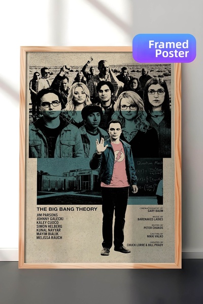 Postifull The Big Bang Theory Ξύλινη Αφίσα με Κορνίζα, Πίνακας Κινηματογράφου...