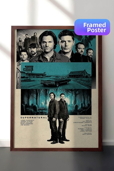 Postifull Υπερφυσική καφέ αφίσα με πλαίσιο, ζωγραφική ταινιών και σειρών τηλε...