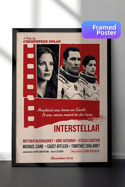 Postifull Αφίσα Interstellar με μαύρο πλαίσιο, Πίνακας Κινηματογράφου και Τηλ...