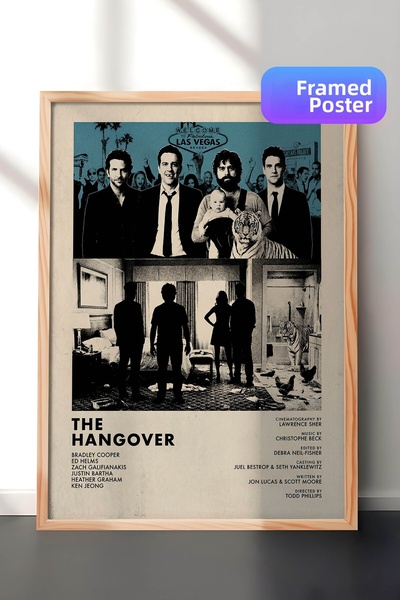 Postifull Η αφίσα The Hangover με ξύλινο πλαίσιο, ζωγραφική ταινιών και σειρώ...