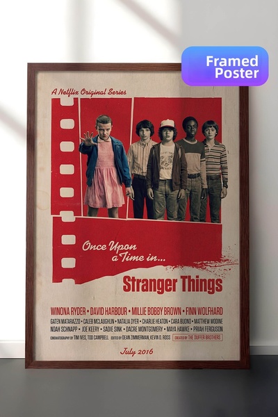 Postifull Αφίσα Stranger Things με καφέ πλαίσιο, Πίνακας κινηματογράφου και τ...