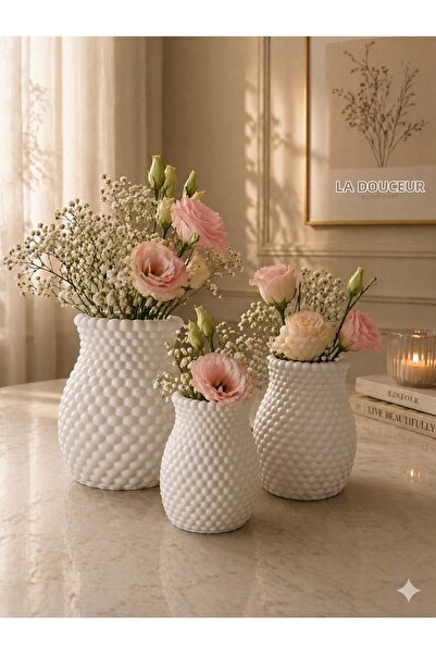 Lunthia home عصري وأنيق: مجموعة من 3 مزهريات زخرفية - إكسسوار منزلي عصري