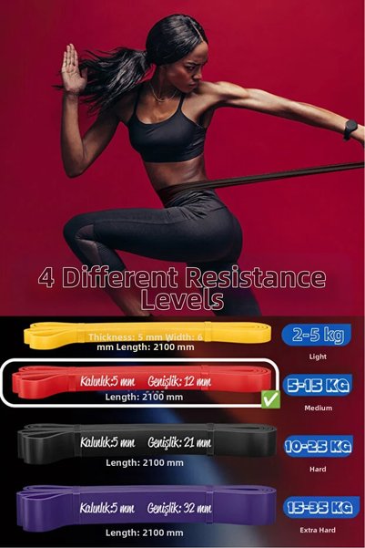 kırmed Resistance Band Rubber Band 15 kg Fitness Pilates Cross Training Band Exercise Rubber Band 15 kg